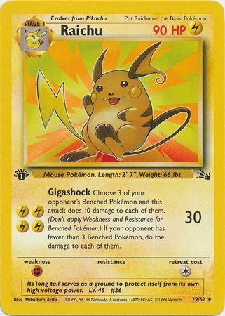 Raichu  29-62  1st edition