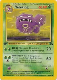 pokemon fossil 1st edition weezing 45 62 1st edition