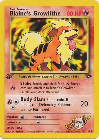 Blaine's Growlithe - 62-132 - 1st Edition