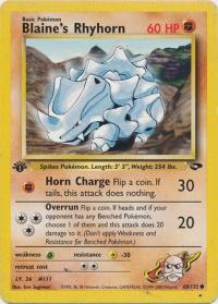 pokemon gym challenge 1st edition blaine s rhyhorn 65 132 1st edition