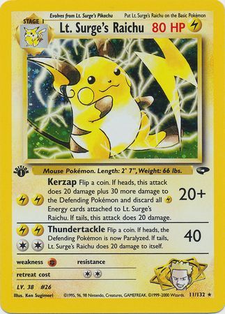 Lt. Surge's Raichu - 11-132 - 1st Edition