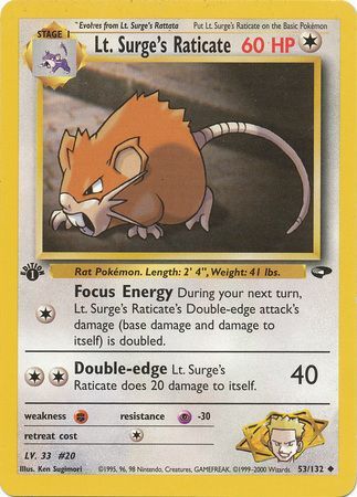 Lt. Surge's Raticate - 53-132 - 1st Edition