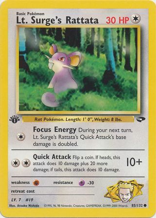 Lt. Surge's Rattata - 85-132 - 1st Edition