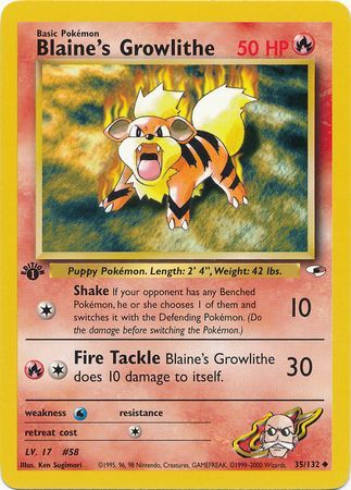 Blaine's Growlithe - 35-132 - 1st Edition