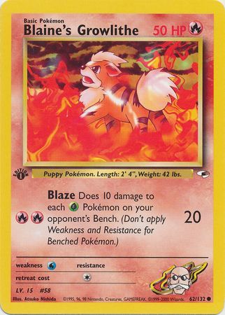 Blaine's Growlithe - 62-132 - 1st Edition