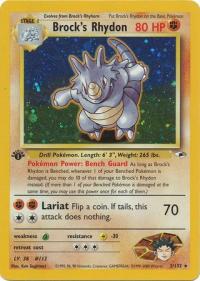 pokemon gym heroes 1st edition brock s rhydon 2 132 1st edition