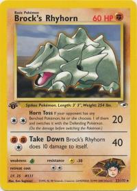 pokemon gym heroes 1st edition brock s rhyhorn 22 132 1st edition