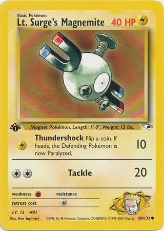 Lt. Surge's Magnemite - 80-132 - 1st Edition