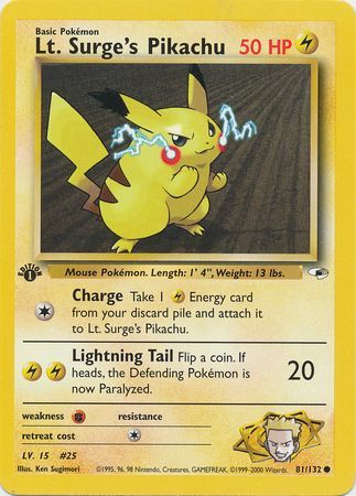 Lt. Surge's Pikachu - 81-132 - 1st Edition