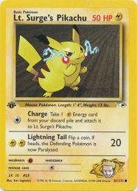 pokemon gym heroes 1st edition lt surge s pikachu 81 132 1st edition