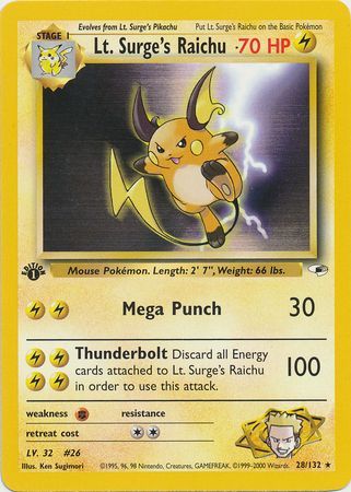 Lt. Surge's Raichu - 28-132 - 1st Edition