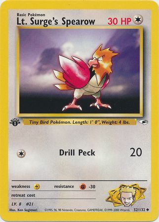 Lt. Surge's Spearow - 52-132 - 1st Edition