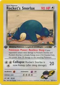 pokemon gym heroes 1st edition rocket s snorlax 33 132 1st edition