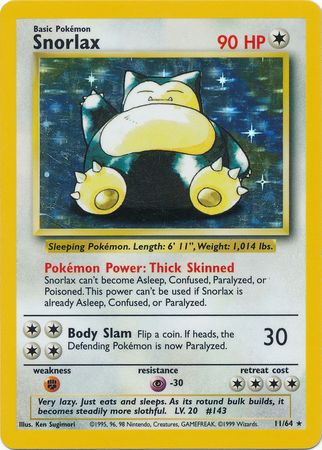 Snorlax 11-64 Holo (No Set Symbol Misprint)