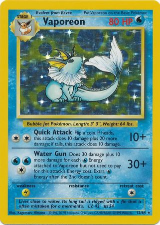 Vaporeon 12-64 (No Set Symbol Misprint)