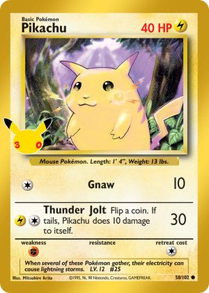 pokemon me 30th celebration classic collection pikachu 58 102 30th celebration