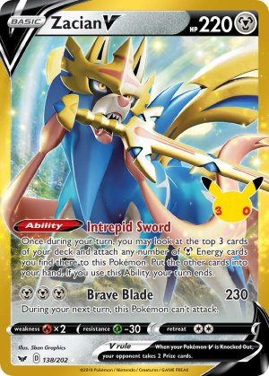 pokemon me 30th celebration classic collection zacian v 138 202 30th celebration