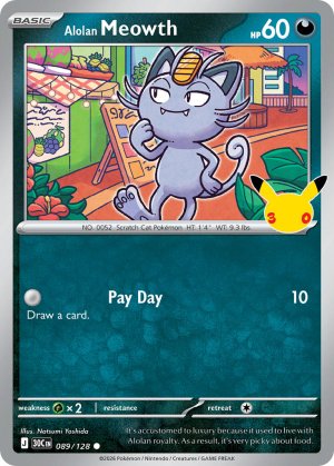 pokemon me 30th celebration alolan meowth 089 128