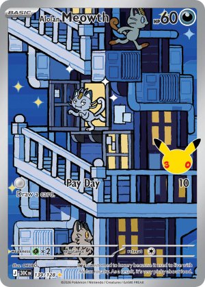 pokemon me 30th celebration alolan meowth 139 128 illustrator rare