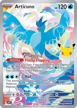 pokemon me 30th celebration articuno 132 128 illustrator rare