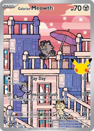 pokemon me 30th celebration galarian meowth 141 128 illustrator rare