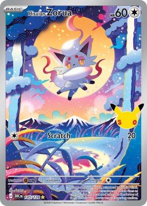 pokemon me 30th celebration hisuian zorua 145 128 illustrator rare