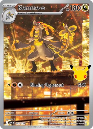 pokemon me 30th celebration kommo o 143 128 illustrator rare