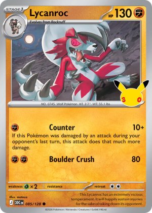 pokemon me 30th celebration lycanroc 085 128