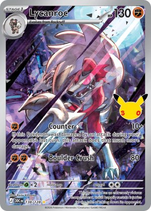 pokemon me 30th celebration lycanroc 138 128 illustrator rare