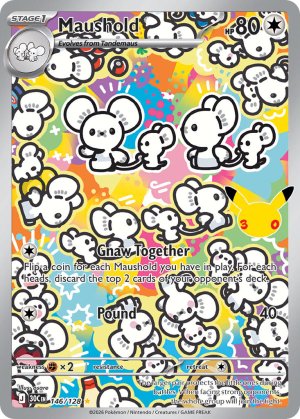 pokemon me 30th celebration maushold 146 128 illustrator rare