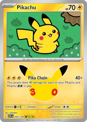 pokemon me 30th celebration pikachu 034 128