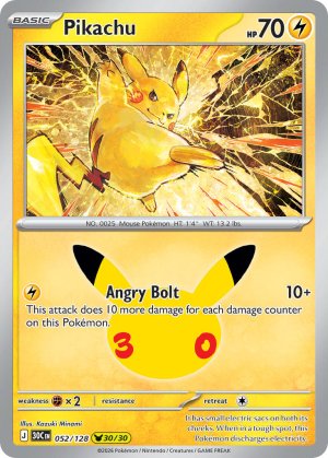 pokemon me 30th celebration pikachu 052 128