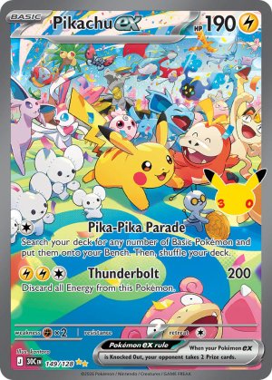 pokemon me 30th celebration pikachu ex 149 128 special illustrator rare
