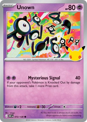 pokemon me 30th celebration unown 072 128