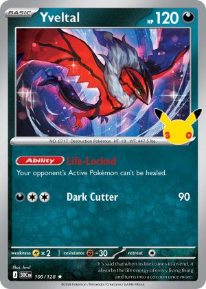 pokemon me 30th celebration yveltal 100 128