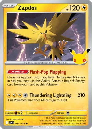 pokemon me 30th celebration zapdos 055 128