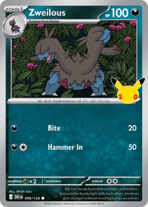 pokemon me 30th celebration zweilous 098 128