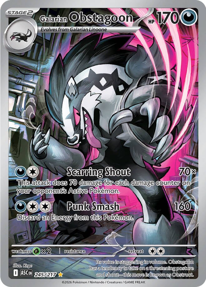 Galarian Obstagoon - 245-217 - Illustrator Rare
