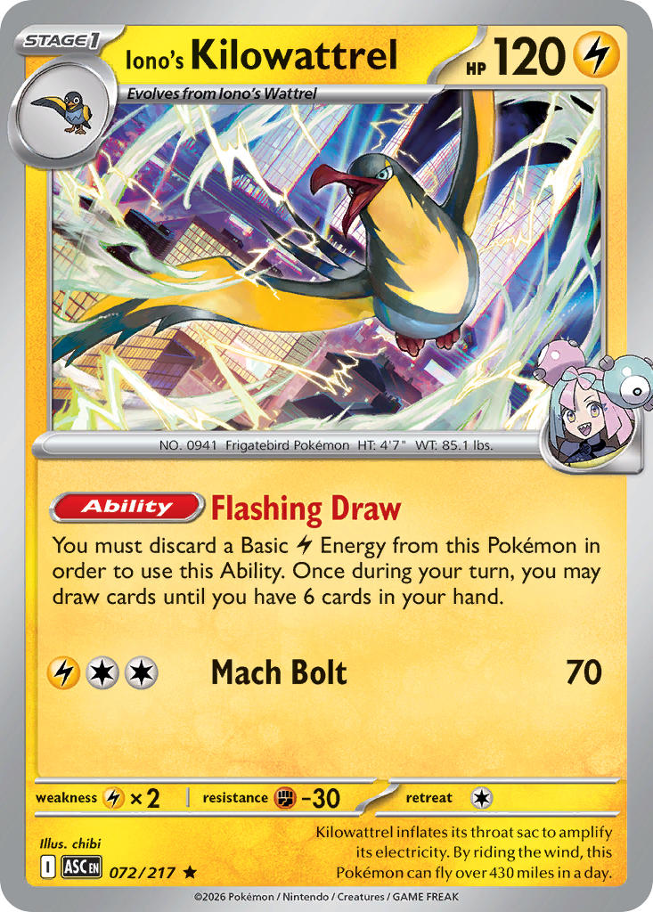 Iono's Kilowattrel - 072-217 - (Poke Ball)