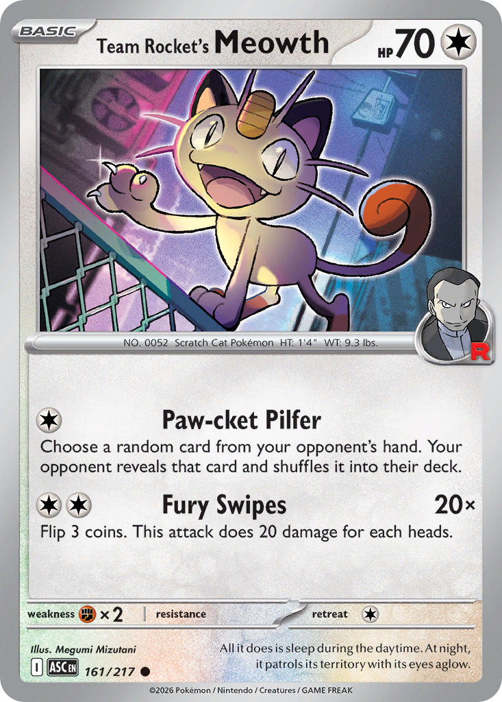 Team Rocket's Meowth - 161-217 - (Energy Symbol)