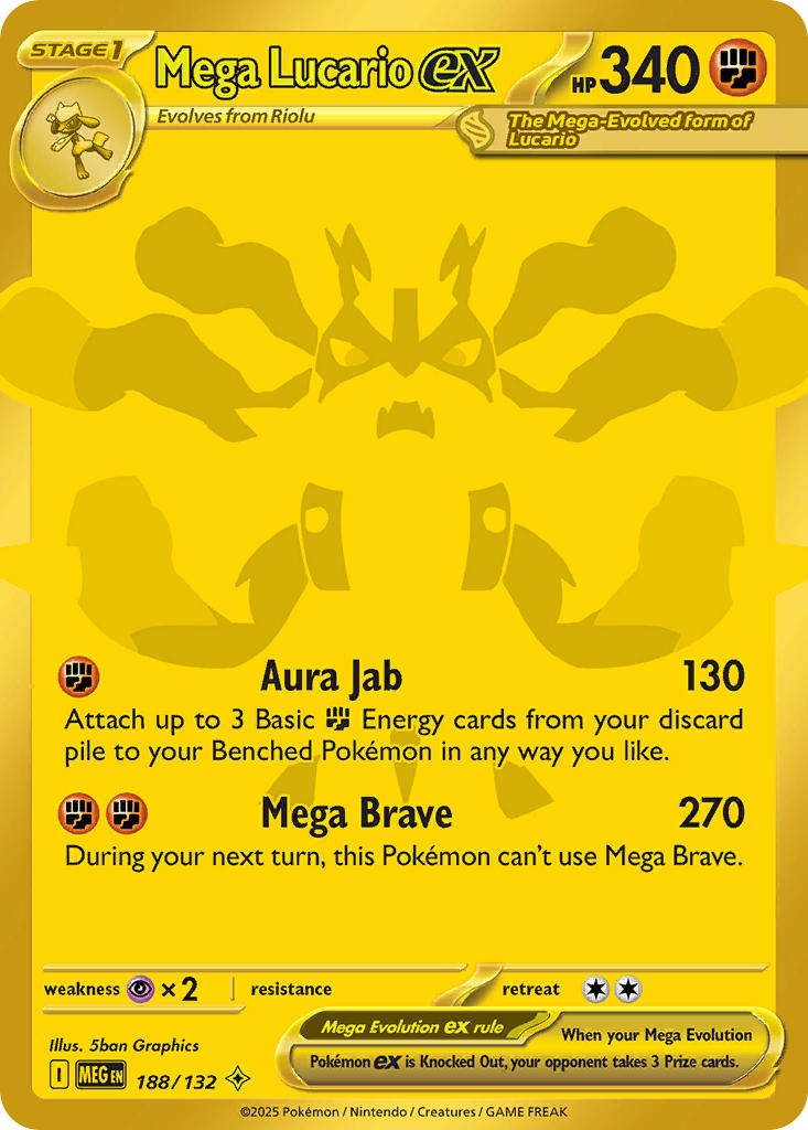 Mega Lucario EX - 188-132 - SECRET RARE