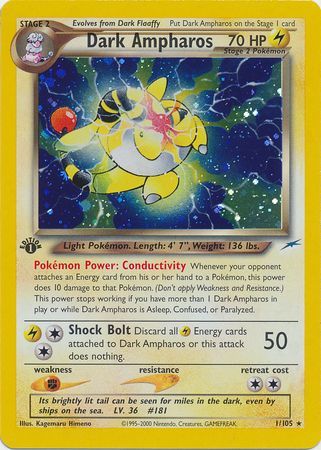 Dark Ampharos - 1-105 1st Edition