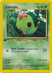 pokemon neo discovery 1st edition caterpie 53 75 1st edition