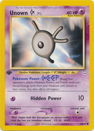 Unown K - 58-64 - 1st Edition