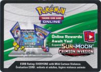 pokemon online tcg codes sun moon crimson invasion ptcgo code card