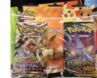 pokemon pokemon 1 pack 3 packs blister back to school eraser blister pack eevee evolving skies