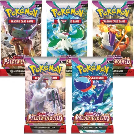 Scarlet & Violet - Paldea Evolved Booster Pack Art Bundle - Set of 5