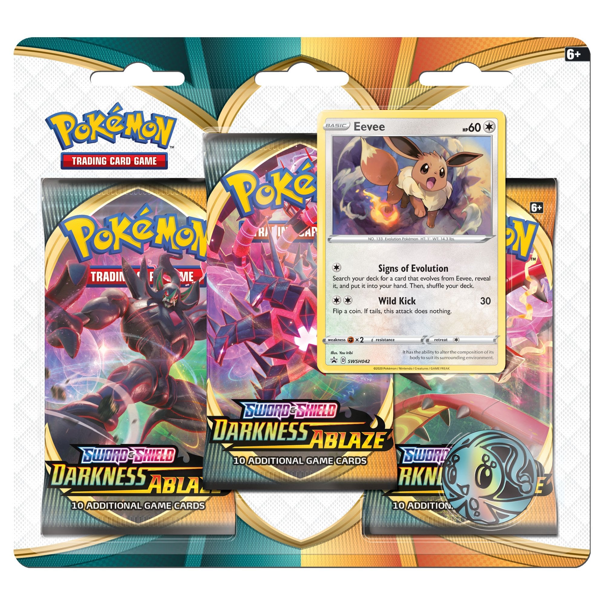 Sword & Shield - 3 Pack Blister - Darkness Ablaze -  Eevee