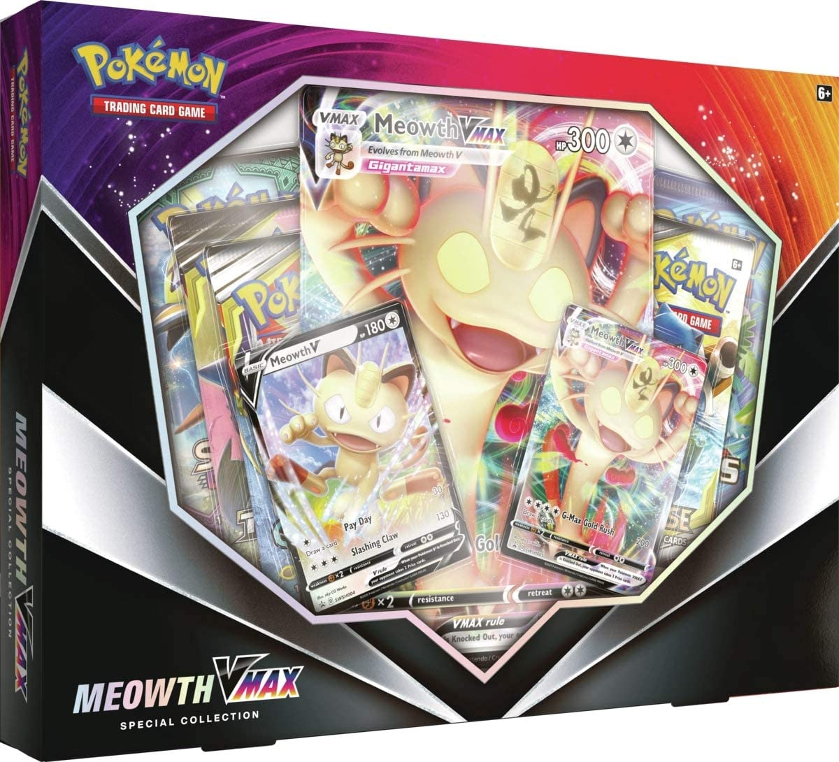 Sword & Shield - Meowth VMAX Collection Box (4 Packs)