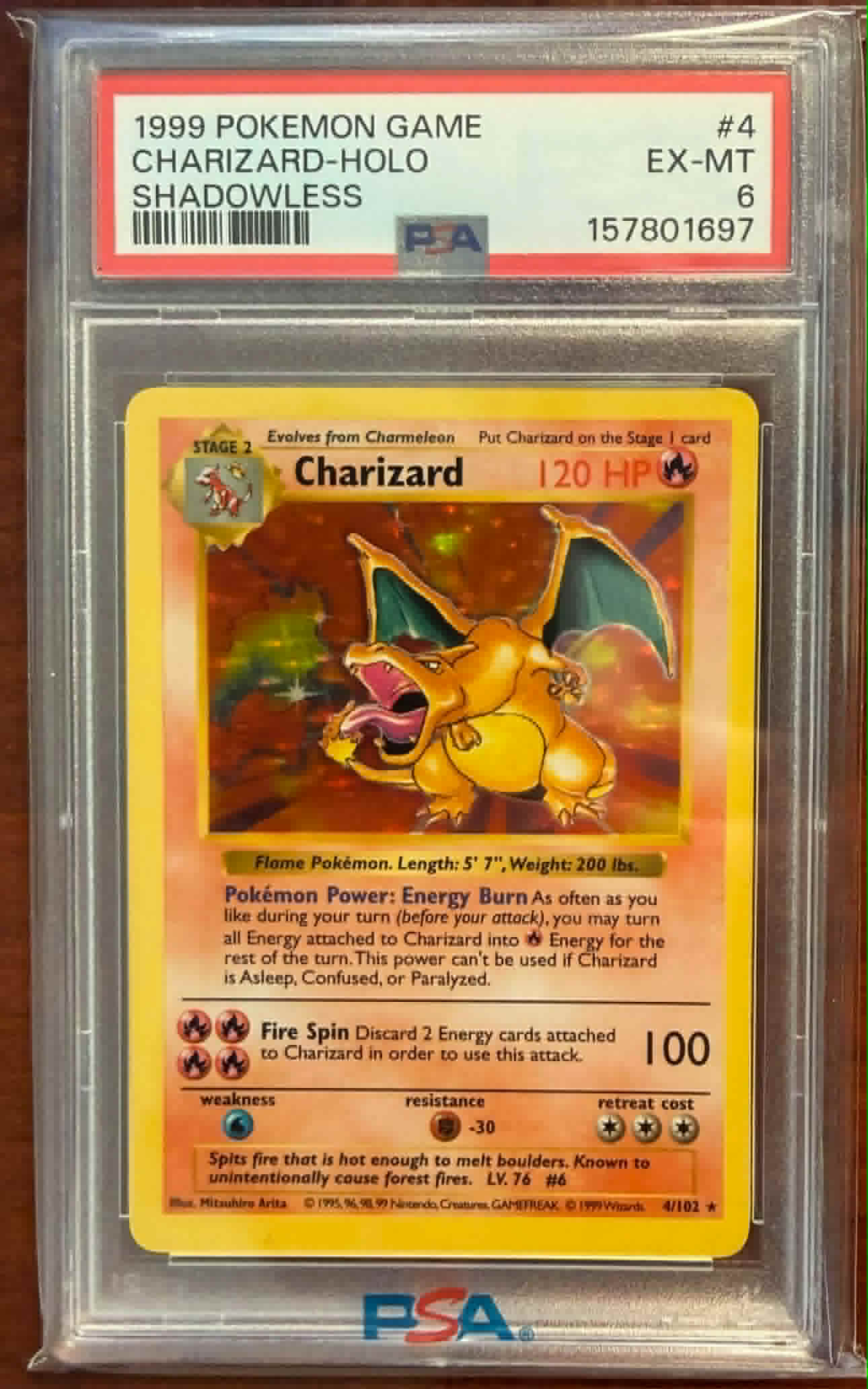 Charizard 4-102 - Shadowless - PSA 6